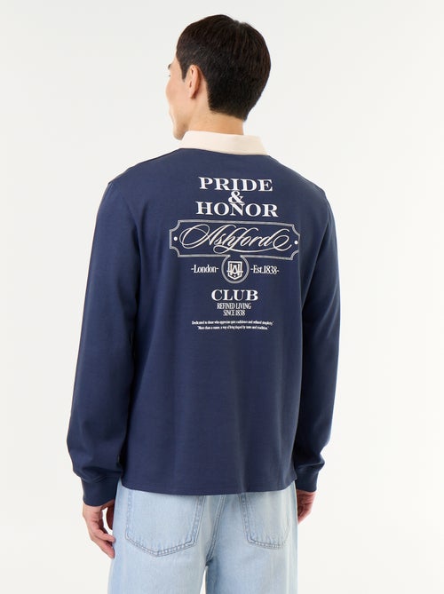 Polo estilo rugby com inscrições bordadas - Kiabi Polo estilo rugby com inscrições bordadas - Kiabi