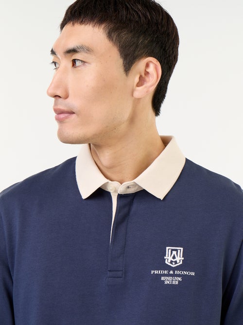 Polo estilo rugby com inscrições bordadas - Kiabi Polo estilo rugby com inscrições bordadas - Kiabi