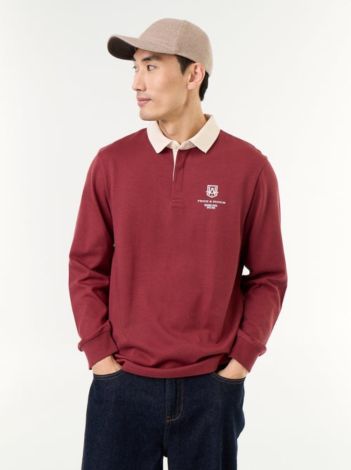 Polo estilo rugby com inscrições bordadas - Kiabi Polo estilo rugby com inscrições bordadas - Kiabi