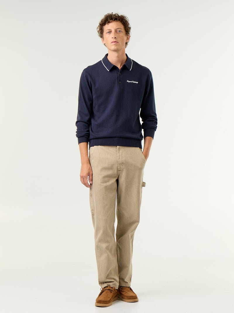 Polo estilo rugby de manga comprida Azul - Kiabi