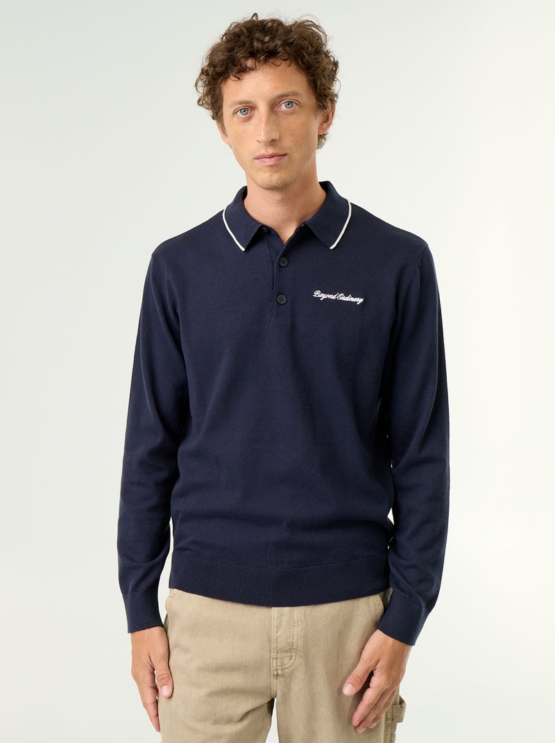 Polo estilo rugby de manga comprida Azul - Kiabi