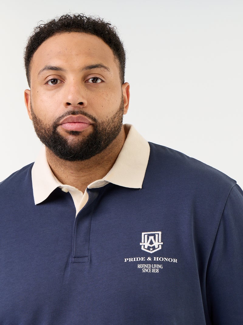 Polo estilo rugby de manga comprida Azul - Kiabi