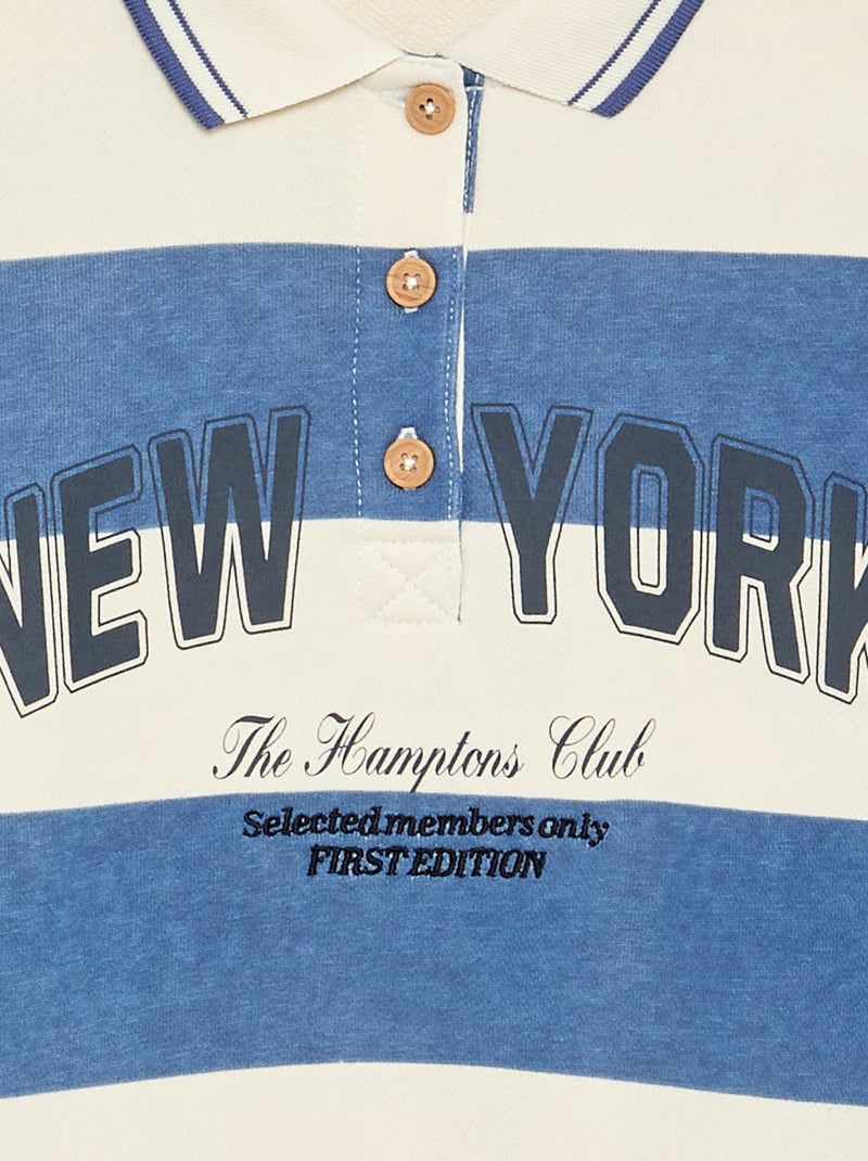 Polo estilo rugby de manga comprida Azul - Kiabi