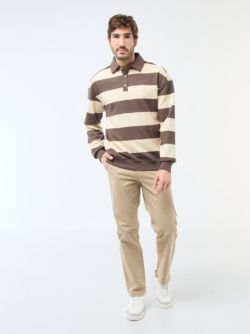 Polo estilo rugby de manga comprida Branco - Kiabi