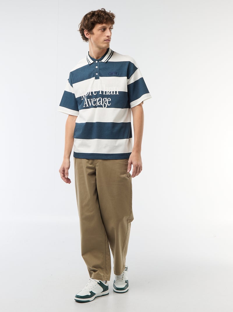 Polo estilo rugby de manga curta Azul - Kiabi