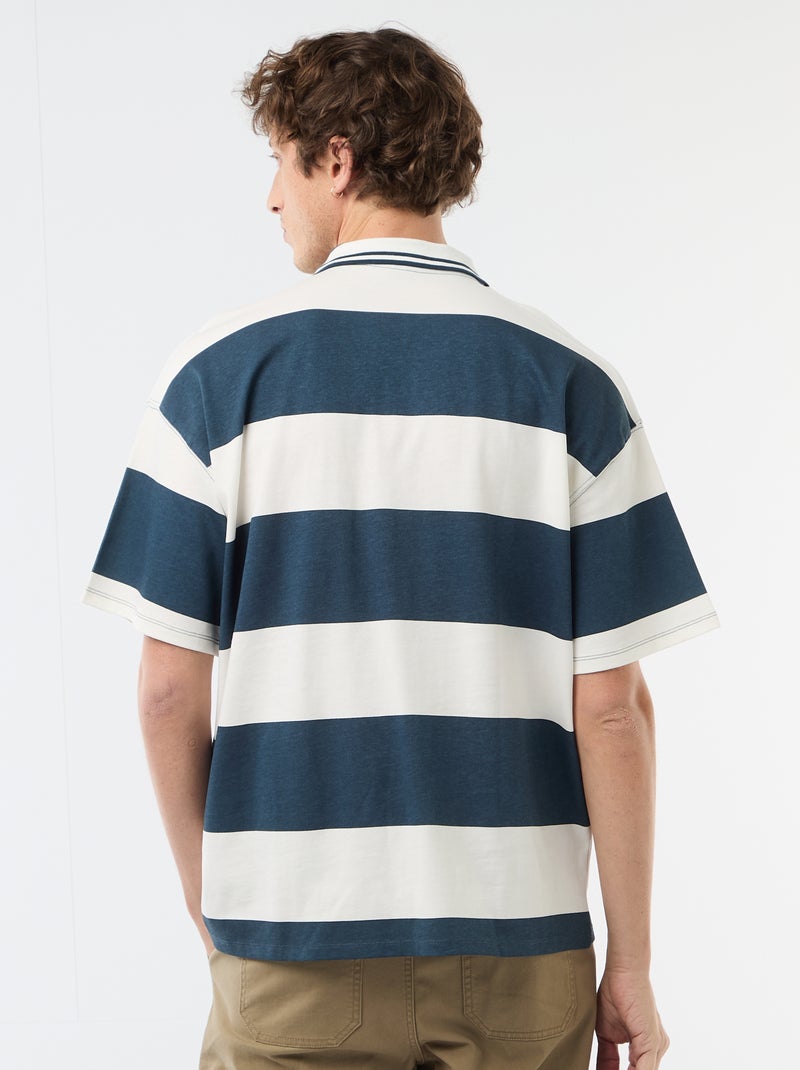 Polo estilo rugby de manga curta Azul - Kiabi