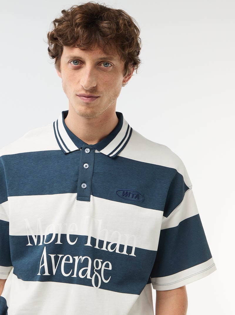 Polo estilo rugby de manga curta Azul - Kiabi