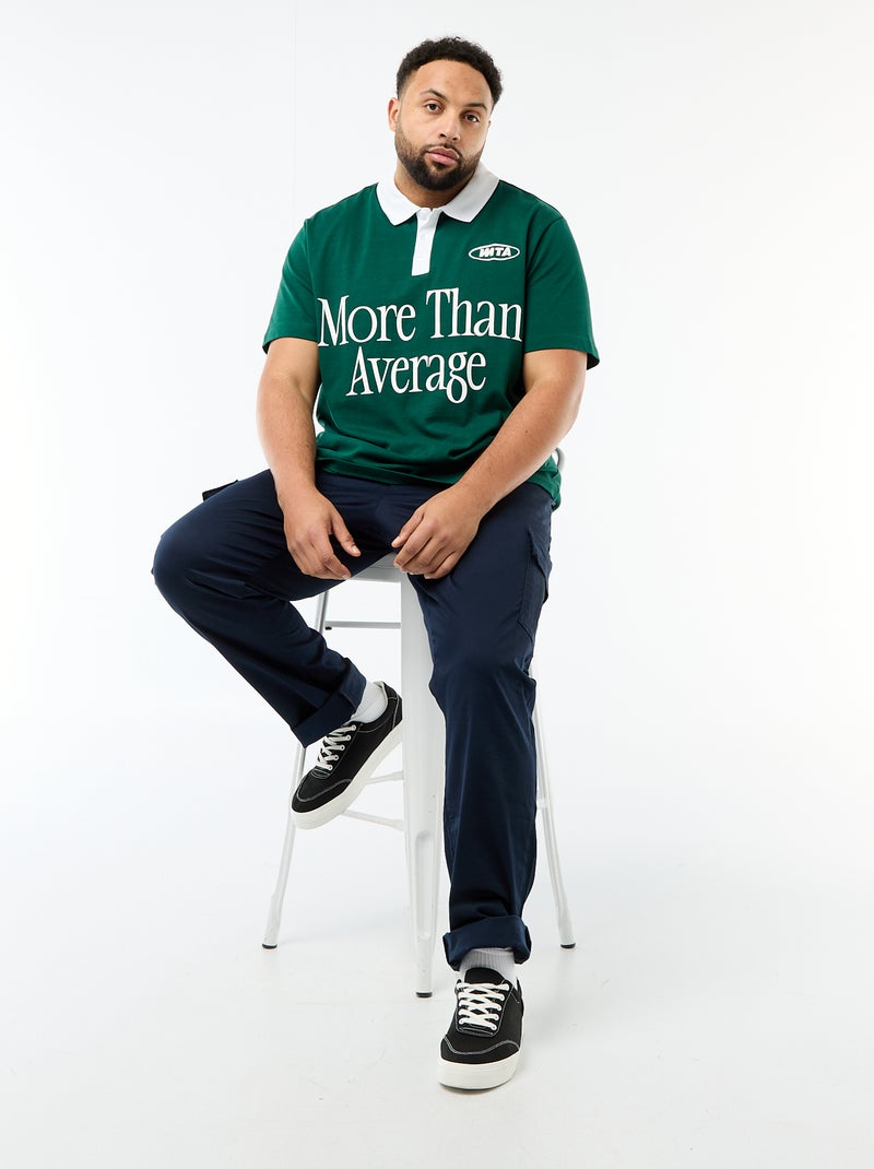 Polo estilo rugby de manga curta Verde - Kiabi