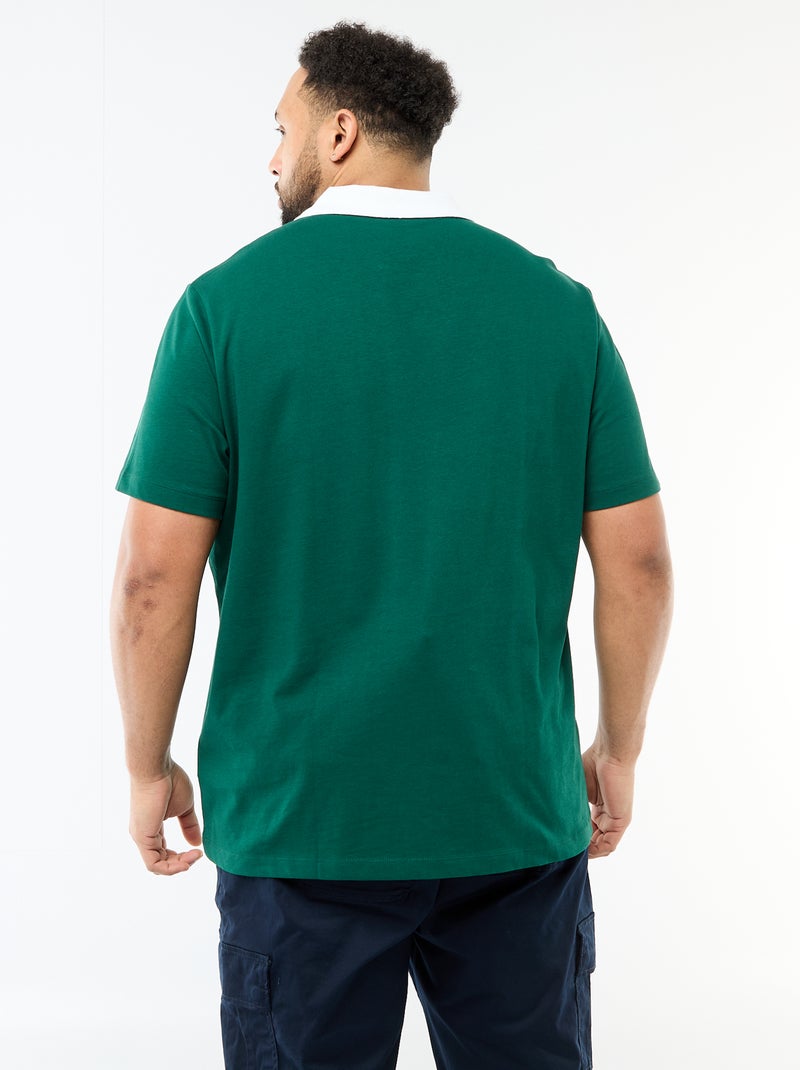 Polo estilo rugby de manga curta Verde - Kiabi