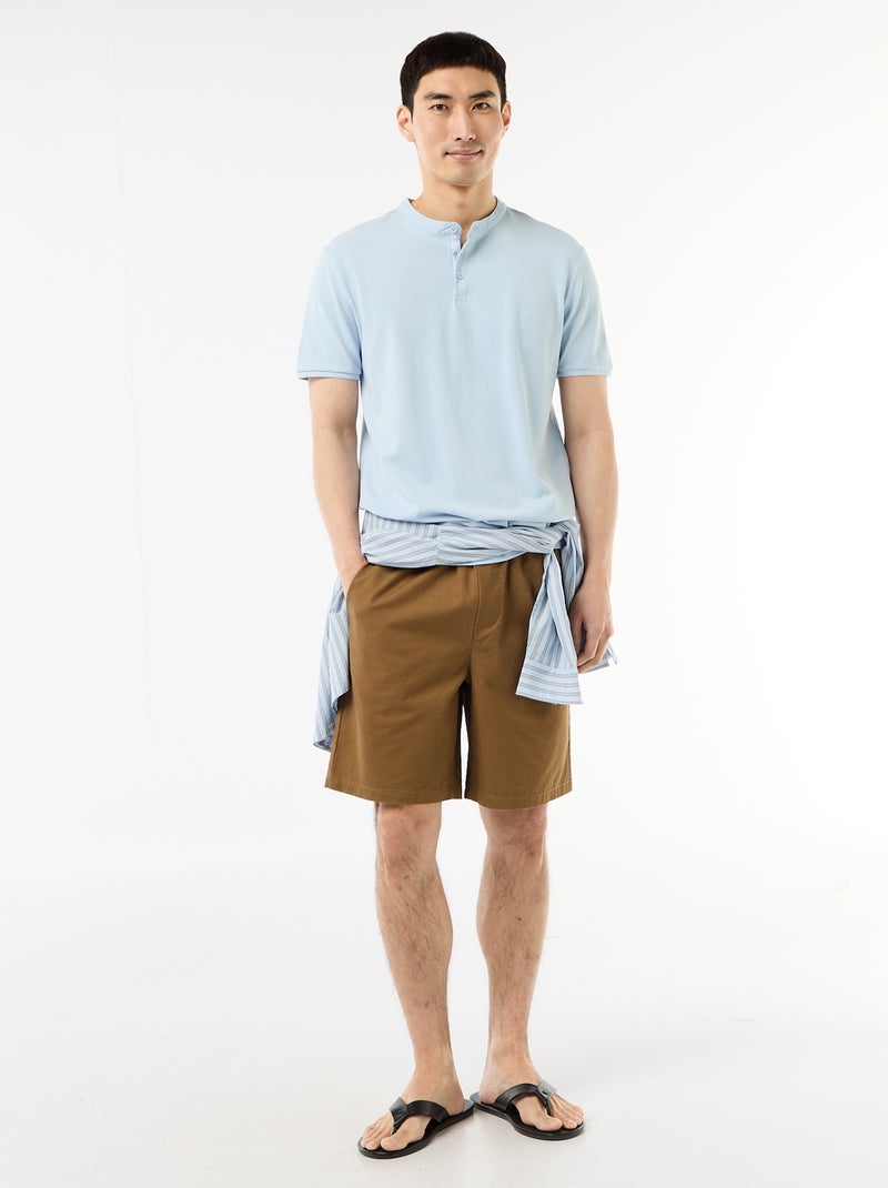 Polo gola mandarim Azul - Kiabi
