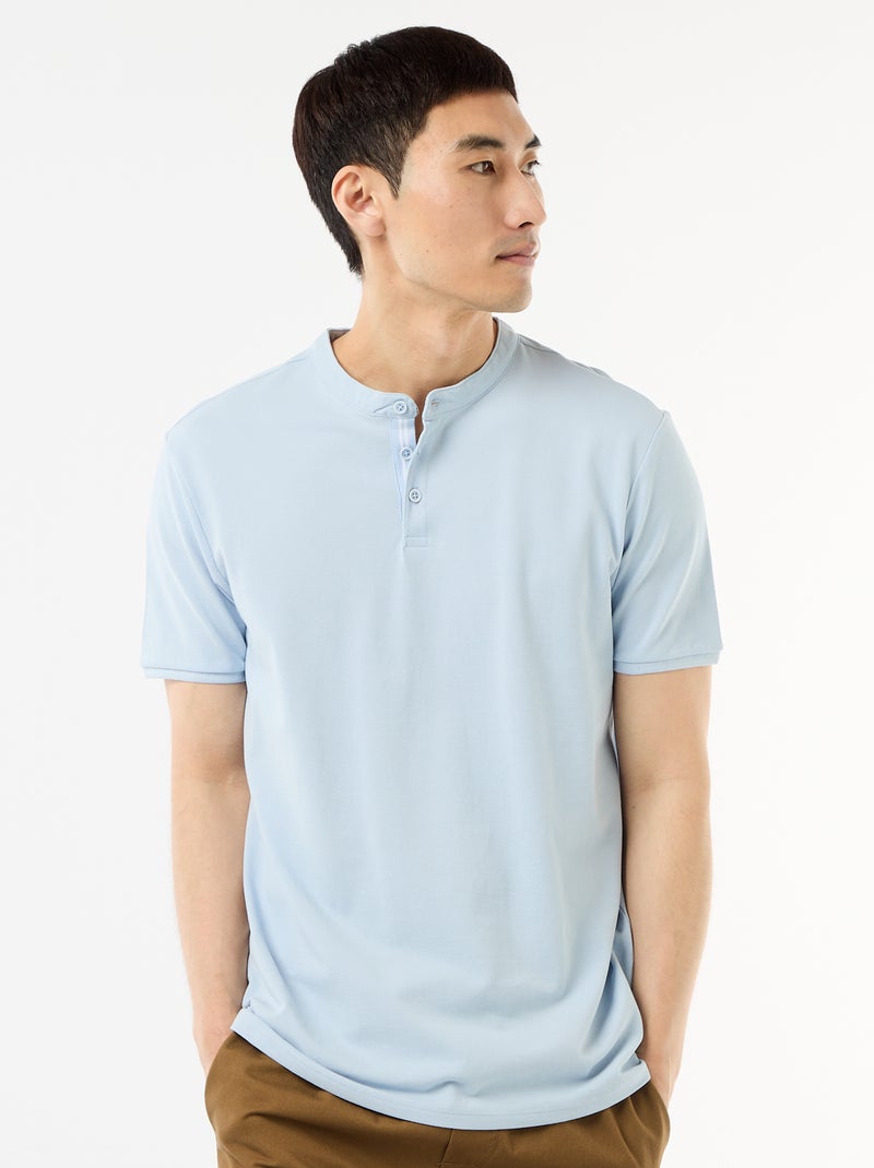 Polo gola mandarim Azul - Kiabi