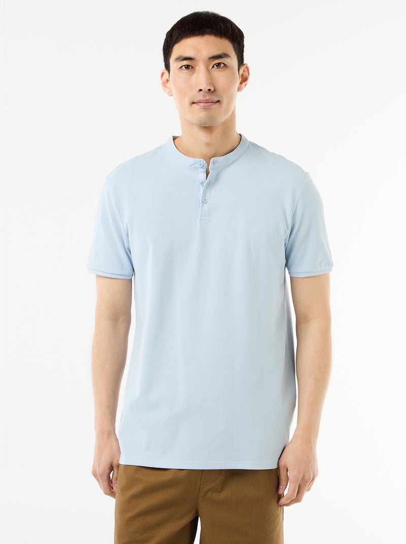 Polo gola mandarim Azul - Kiabi