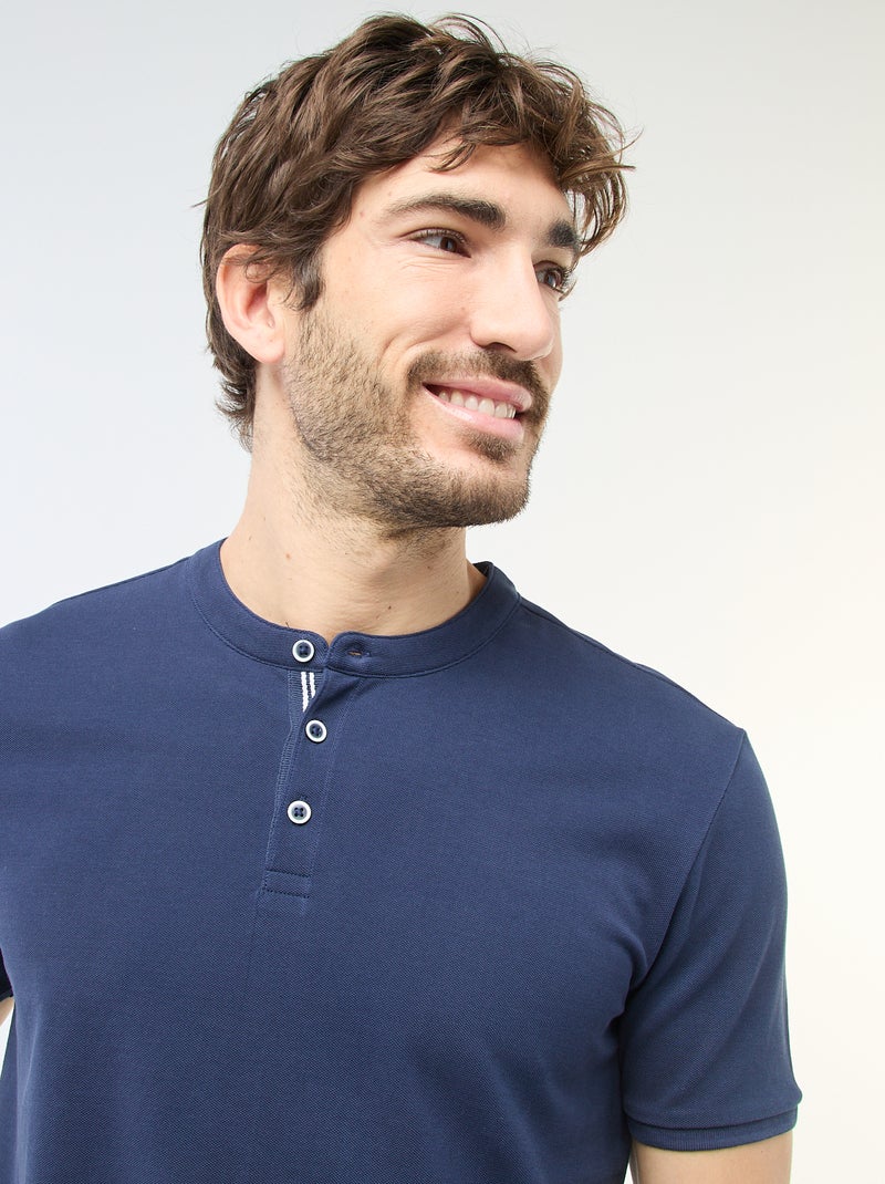 Polo gola mandarim Azul - Kiabi