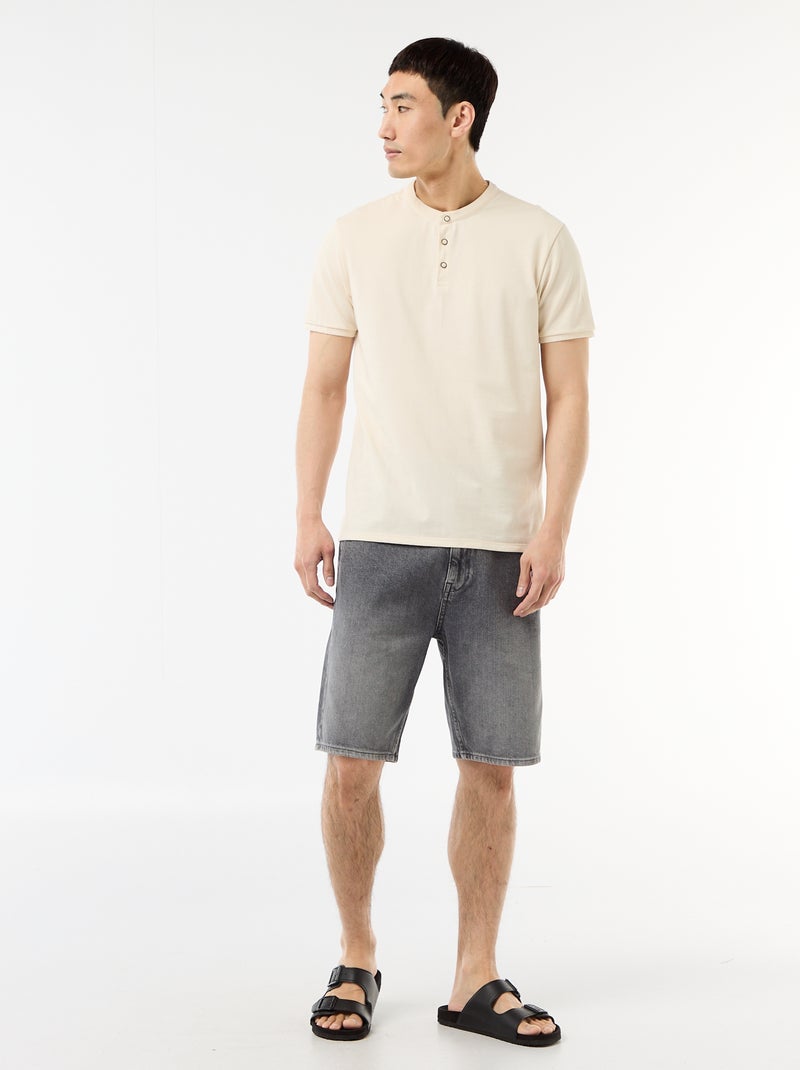 Polo gola mandarim Branco - Kiabi