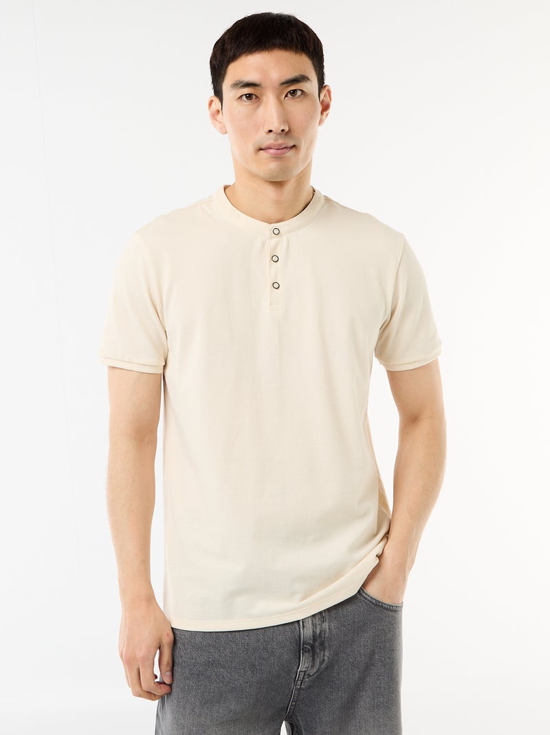 Polo gola mandarim Branco - Kiabi