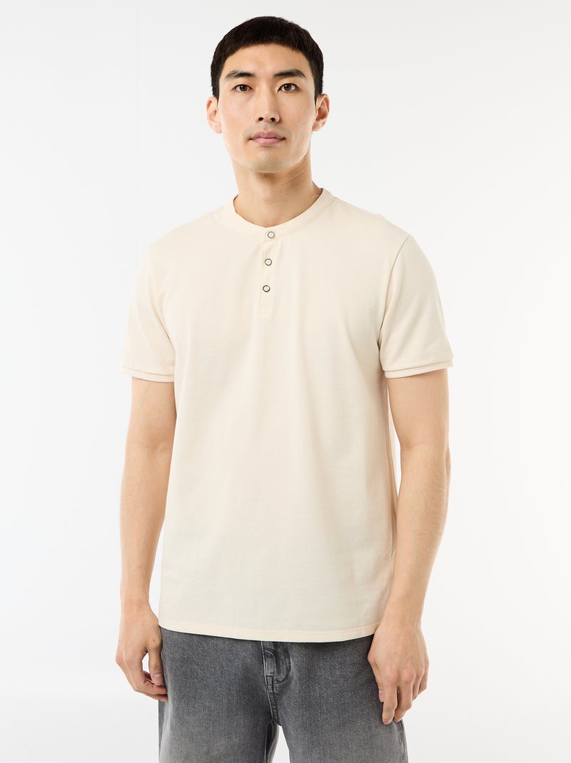 Polo gola mandarim Branco - Kiabi