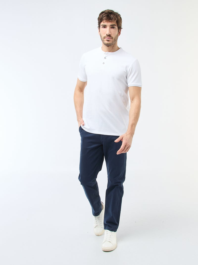 Polo gola mandarim Branco - Kiabi