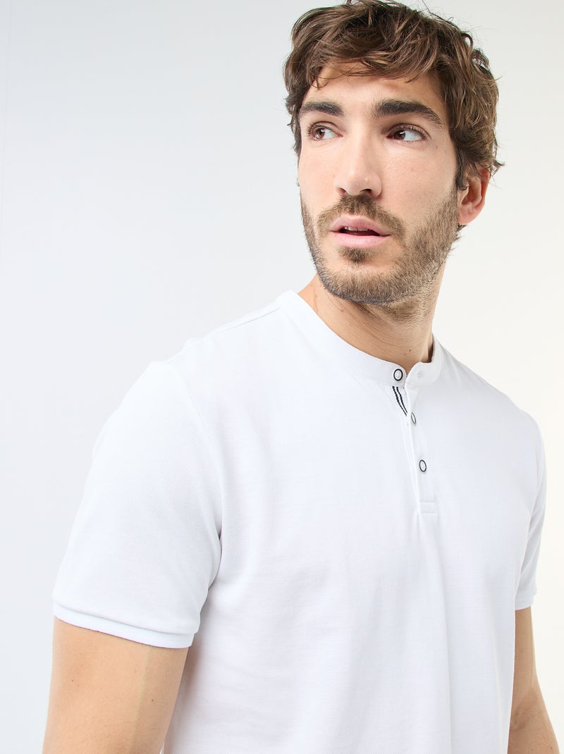Polo gola mandarim Branco - Kiabi