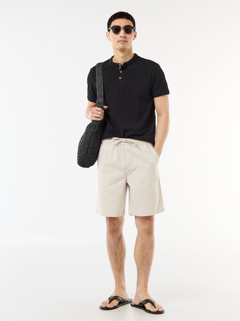 Polo gola mandarim Preto - Kiabi