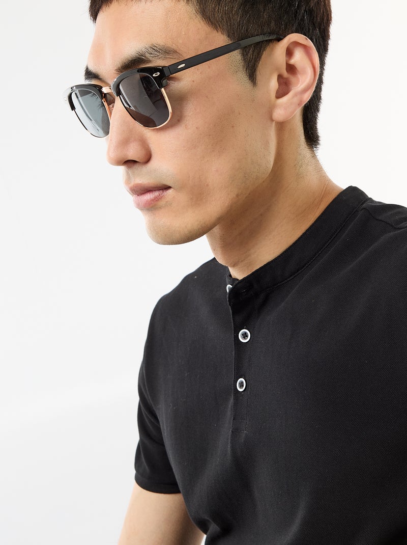 Polo gola mandarim Preto - Kiabi
