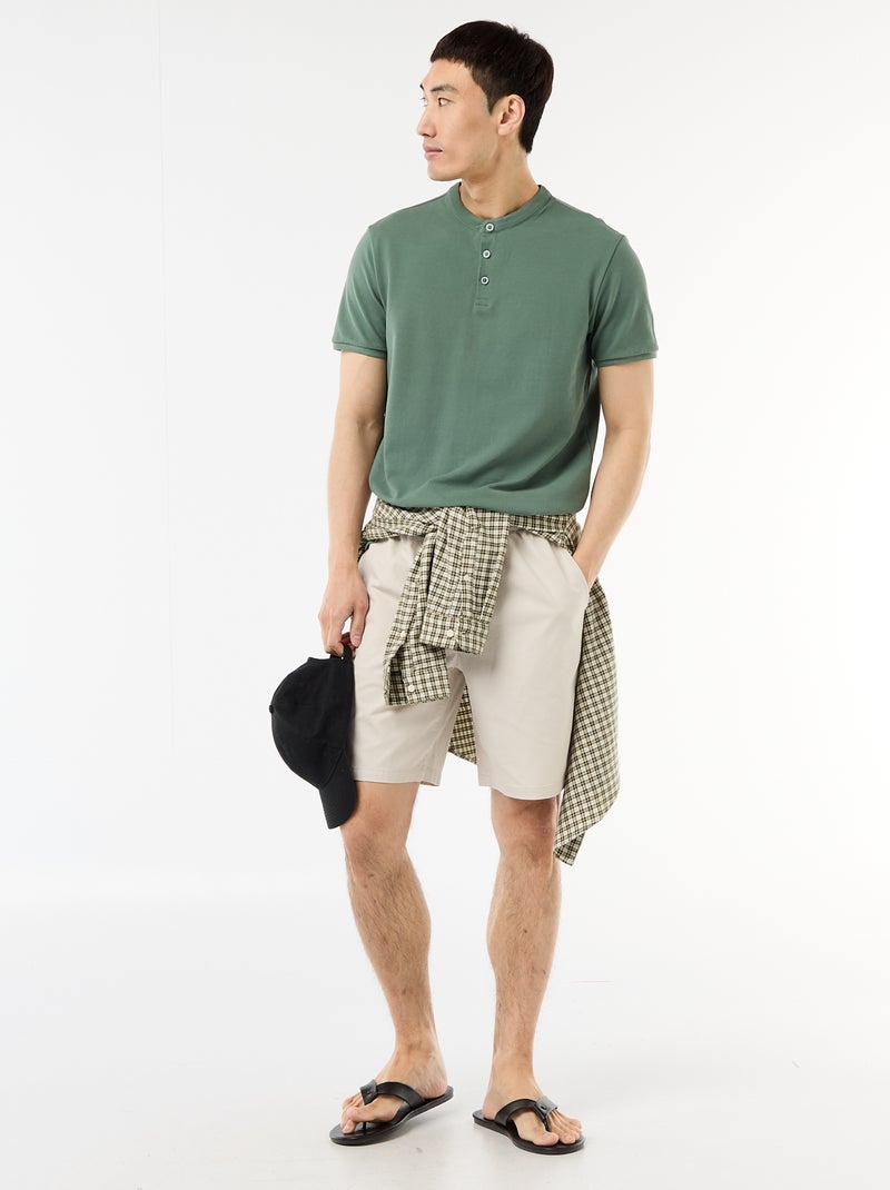Polo gola mandarim Verde - Kiabi