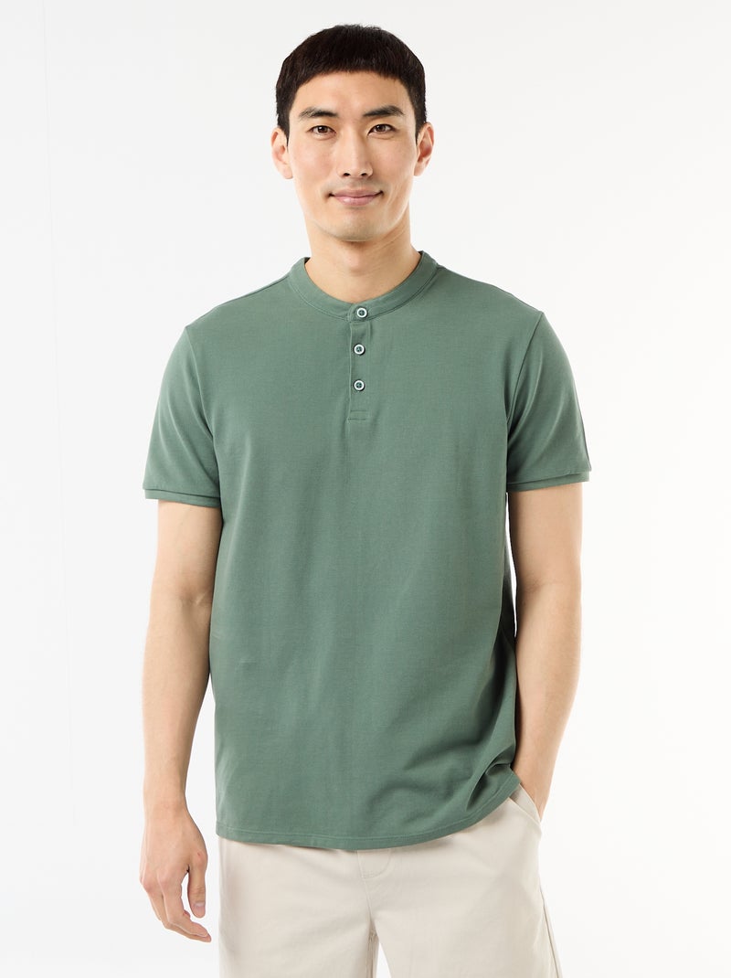 Polo gola mandarim Verde - Kiabi