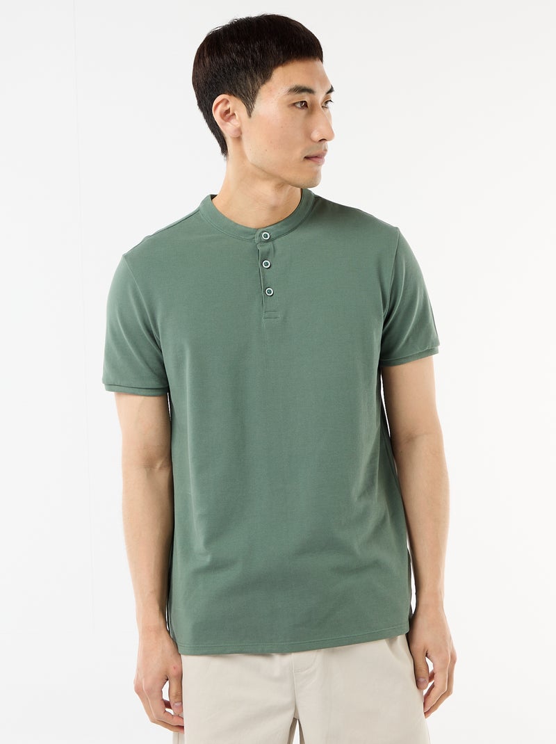 Polo gola mandarim Verde - Kiabi