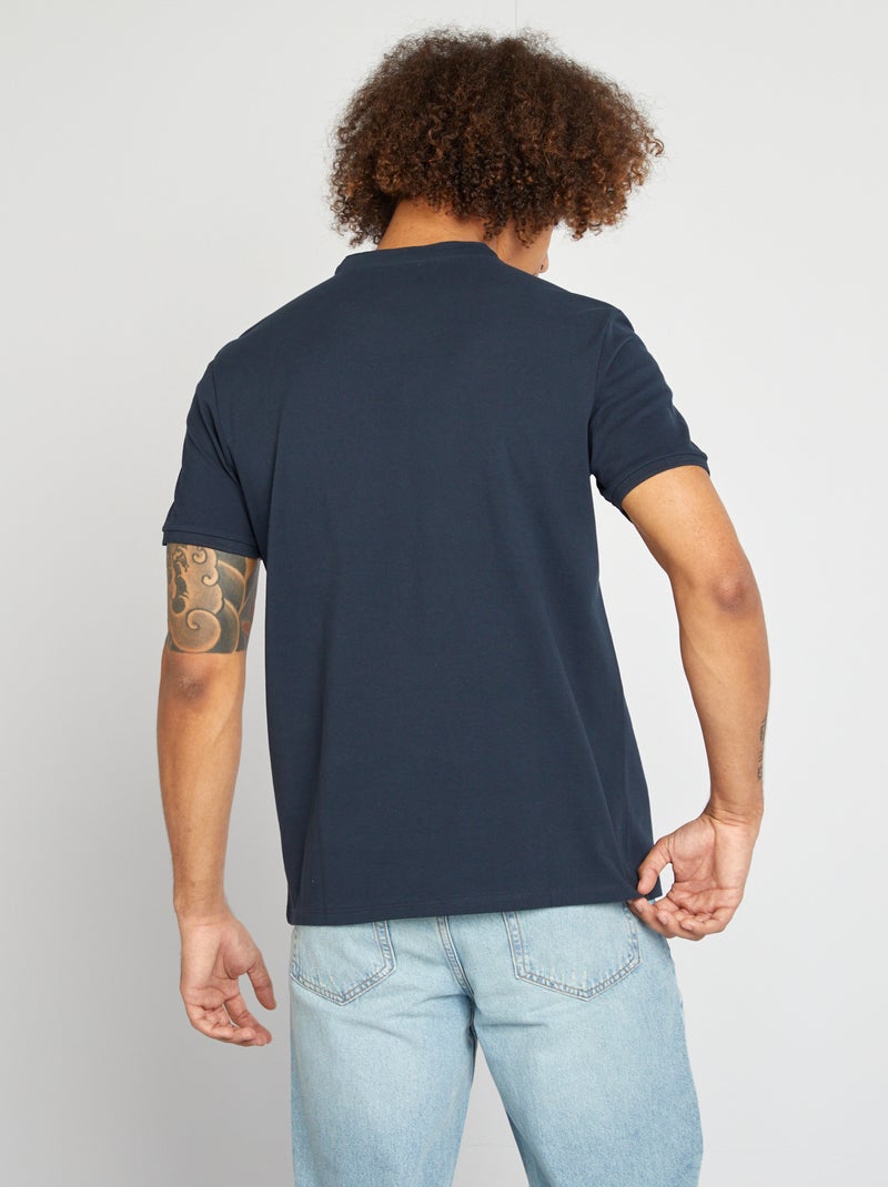 Polo justo com gola mao AZUL - Kiabi