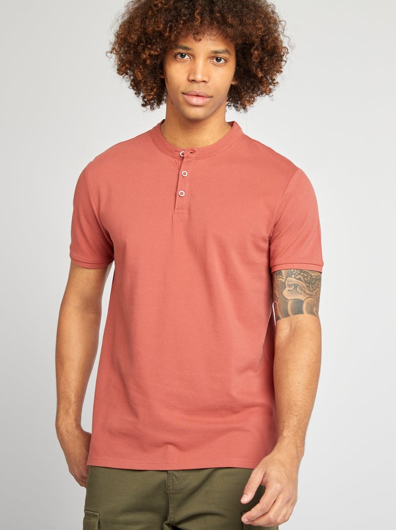 Polo justo com gola mao VERMELHO - Kiabi