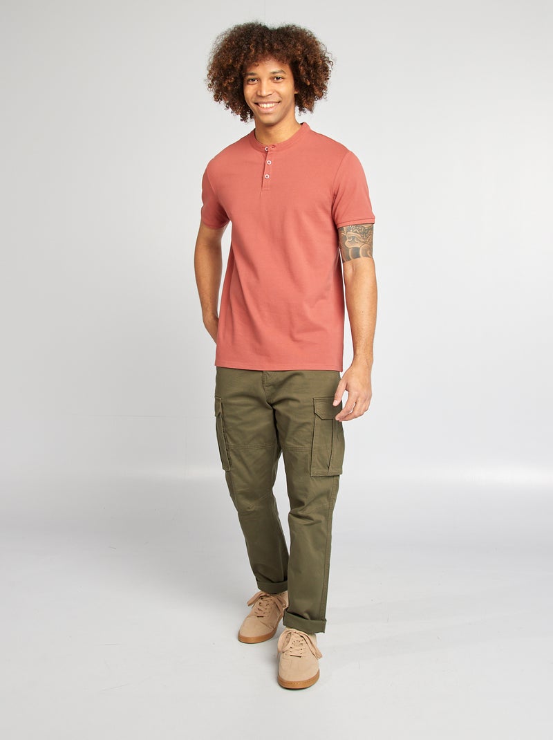 Polo justo com gola mao VERMELHO - Kiabi