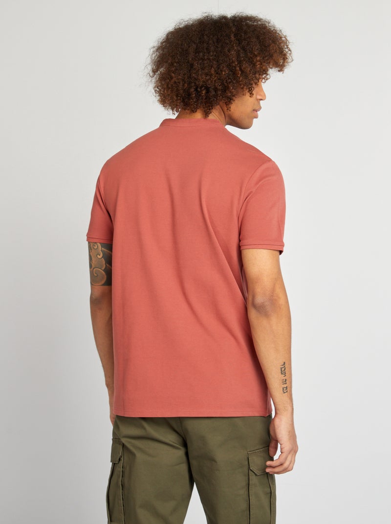 Polo justo com gola mao VERMELHO - Kiabi