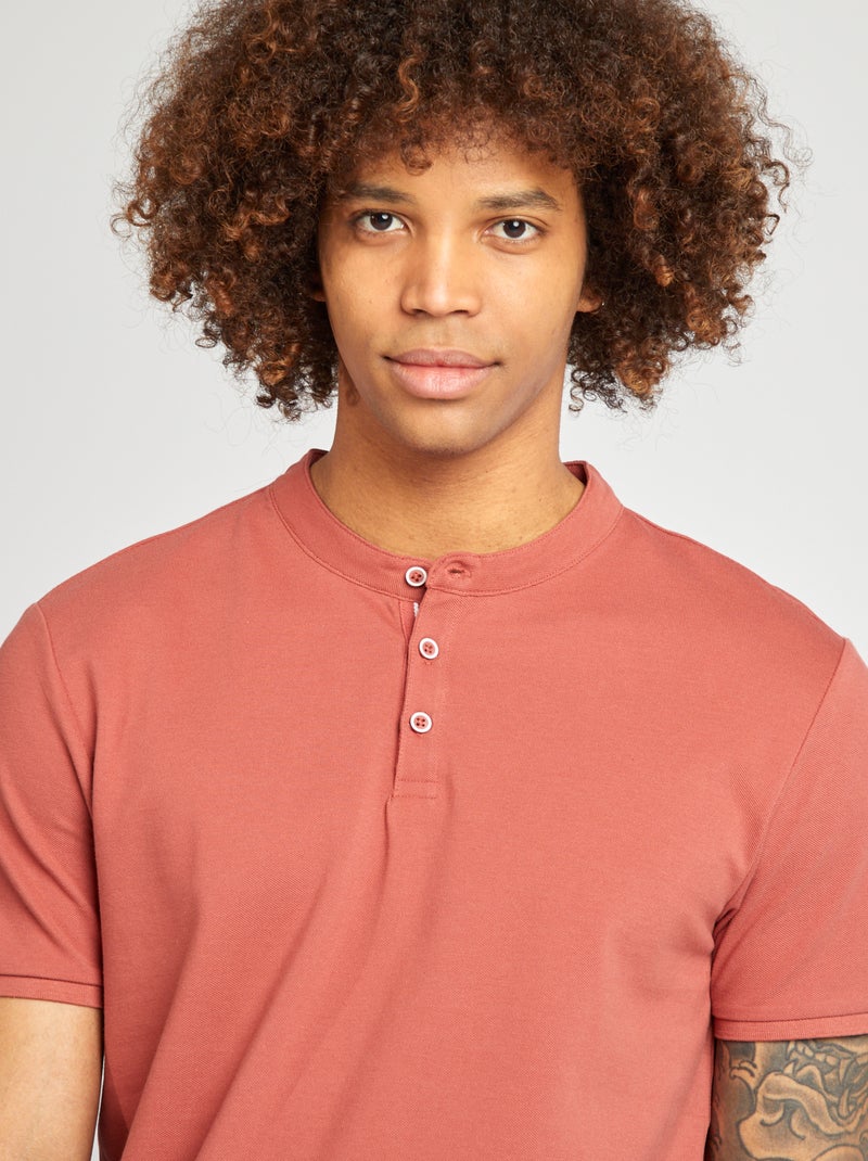 Polo justo com gola mao VERMELHO - Kiabi