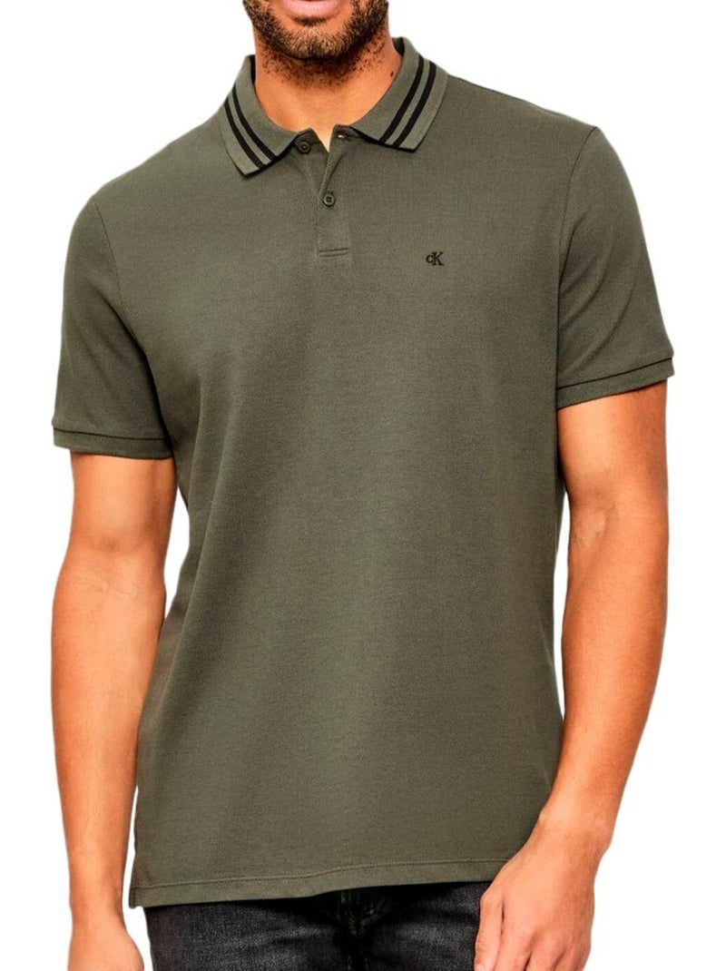Polo Kaki Piqué Calvin Klein Jeans para Homem Verde cáqui claro - Kiabi