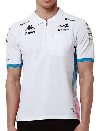 Polo kappa adram para homem branco/turquesa
