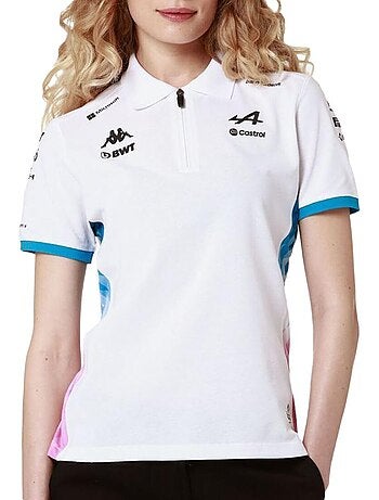 Polo Kappa Adrew para Mulher Branco/Turquesa