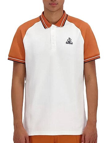 Polo Le Coq Sportif Heritage N°2 para Homem Branco/Laranja