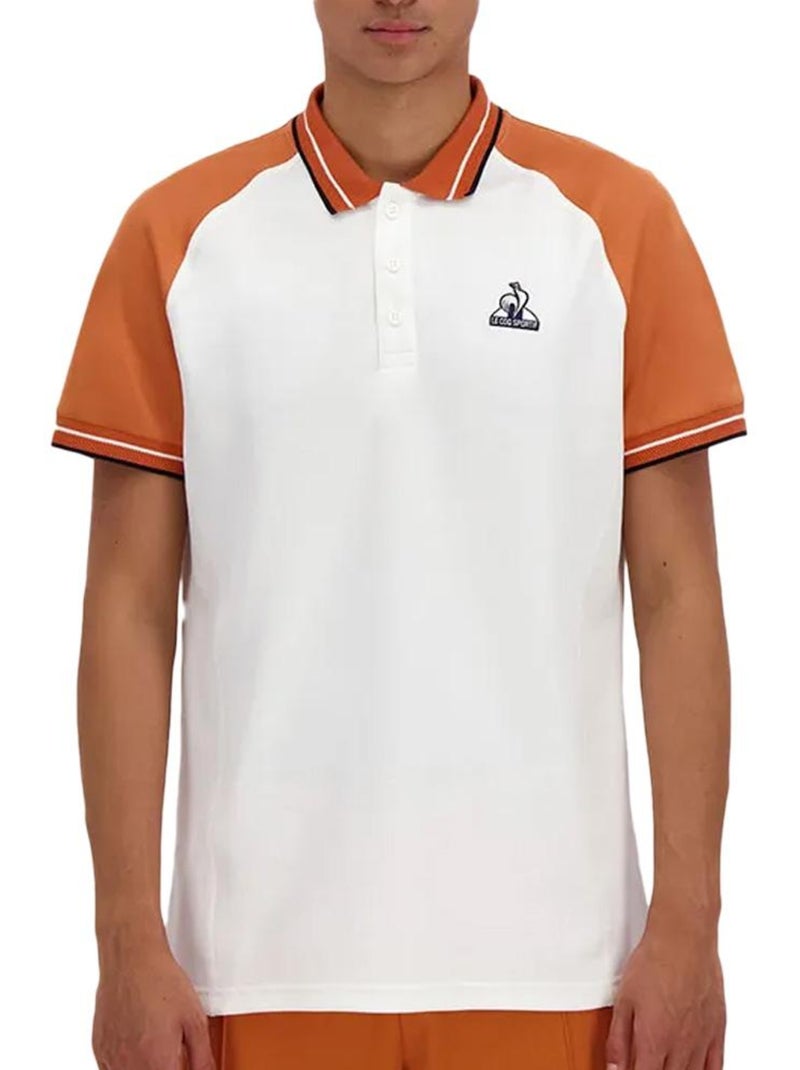 Polo Le Coq Sportif Heritage N°2 para Homem Branco/Laranja Laranja - Kiabi