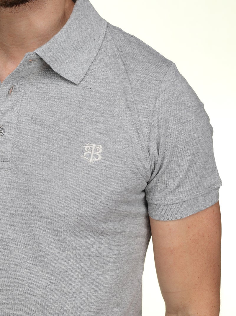 Polo liso - Bill Tornade Cinza mesclado - Kiabi