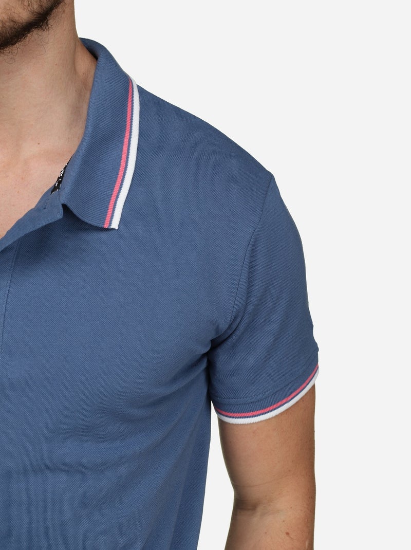 Polo liso com debrum - Torrente Azul - Kiabi