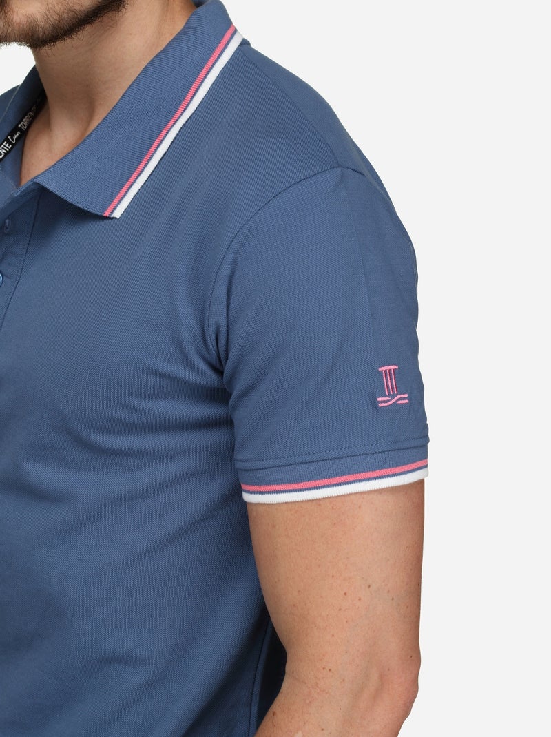 Polo liso com debrum - Torrente Azul - Kiabi