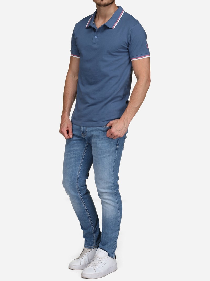 Polo liso com debrum - Torrente Azul - Kiabi
