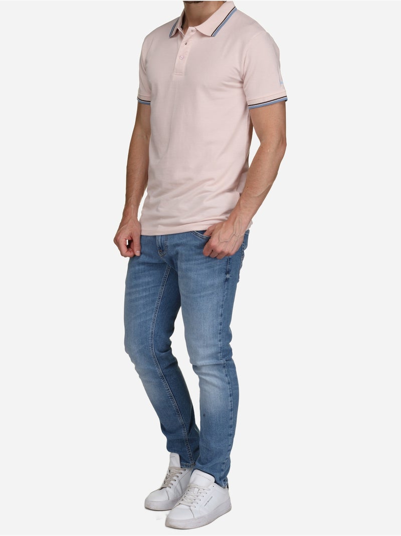 Polo liso com debrum - Torrente Azul Rosa claro - Kiabi