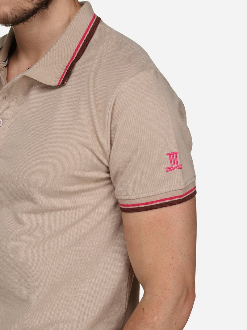 Polo liso com debrum - Torrente Bege - Kiabi