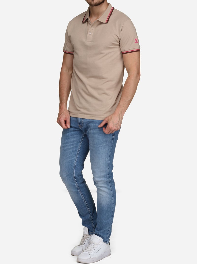Polo liso com debrum - Torrente Bege - Kiabi