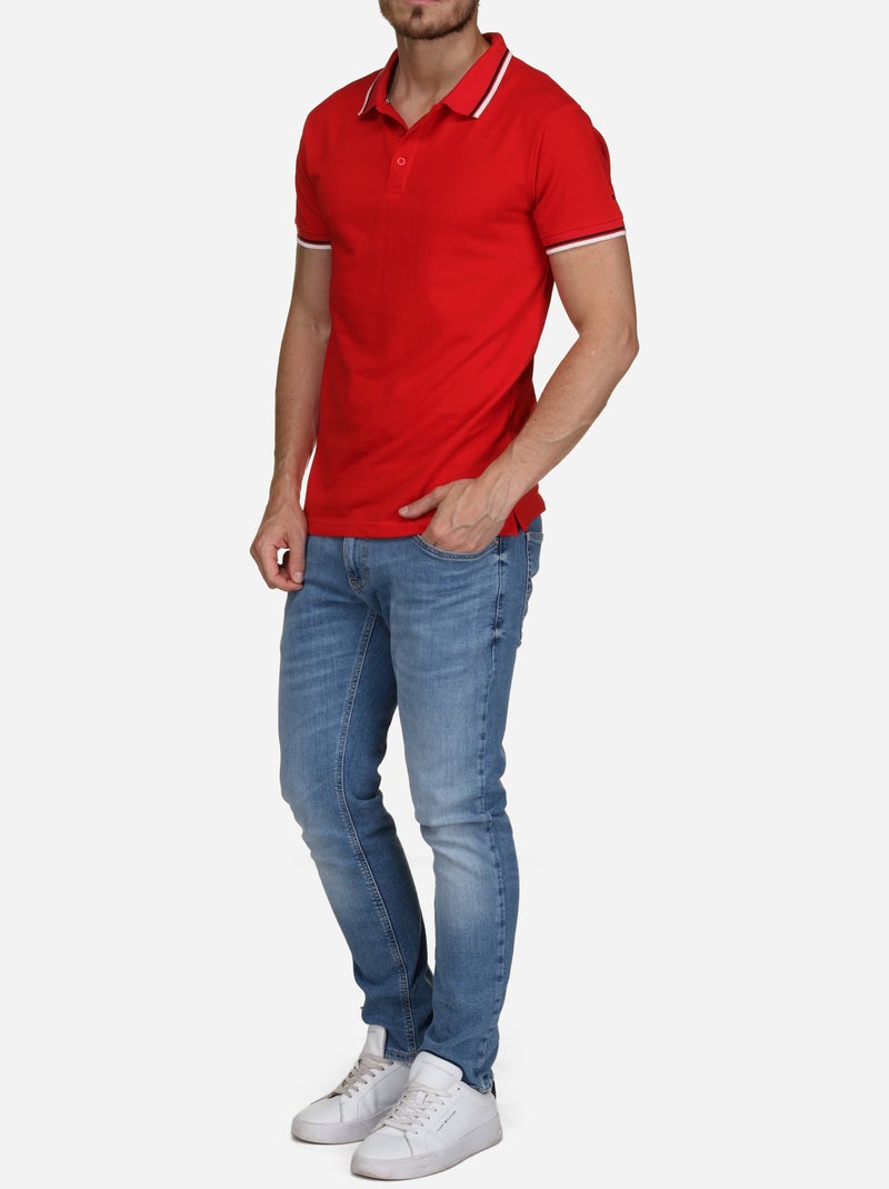 Polo liso com debrum - Torrente Vermelho - Kiabi