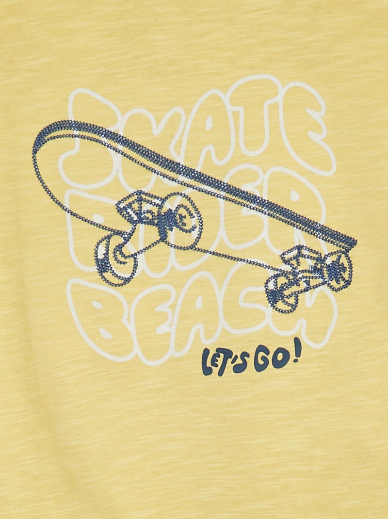 Polo liso com estampado AMARELO - Kiabi