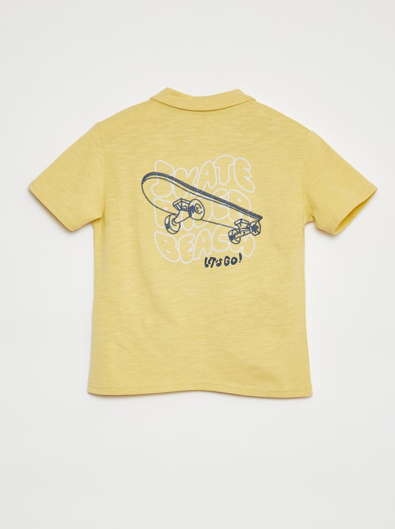 Polo liso com estampado AMARELO - Kiabi