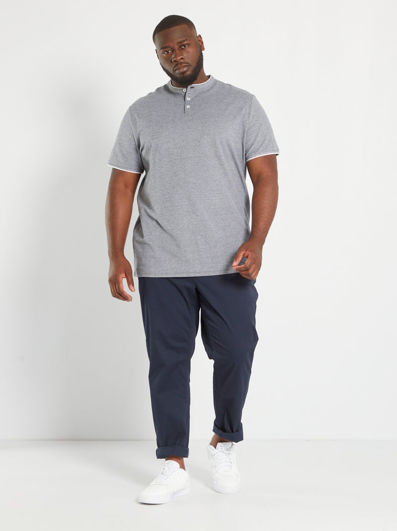 Polo liso com gola tunisina BRANCO - Kiabi