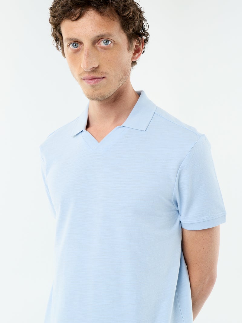 Polo liso de manga curta Azul - Kiabi