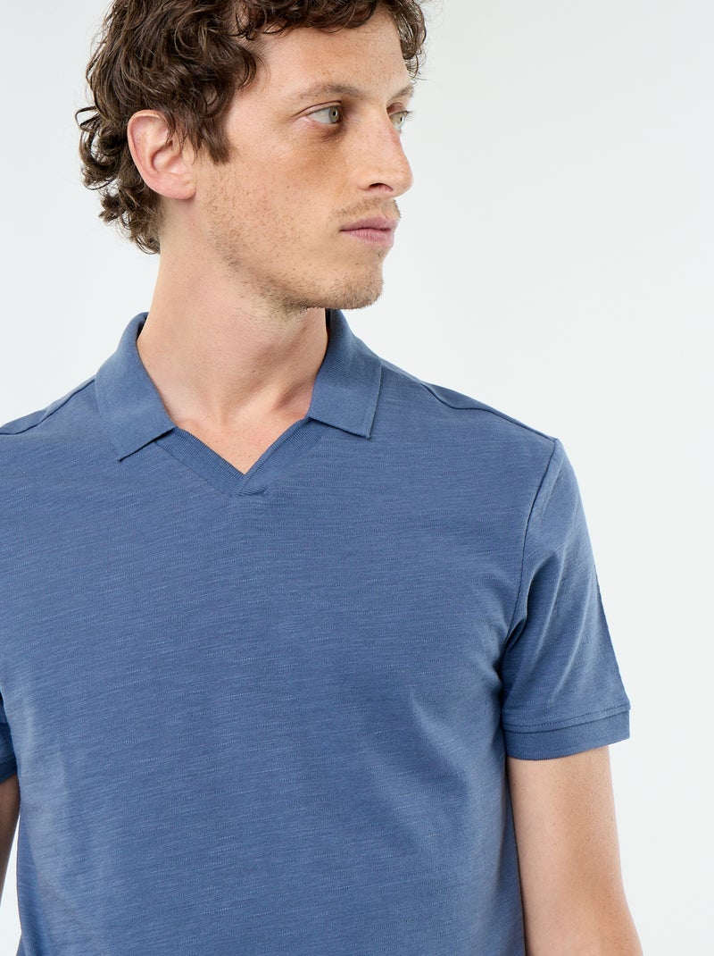Polo liso de manga curta Azul - Kiabi